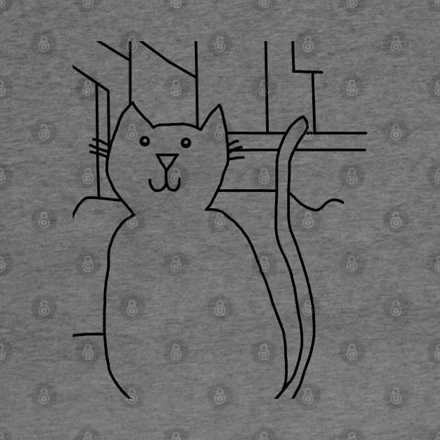 Cat In the City Line Drawing by ellenhenryart